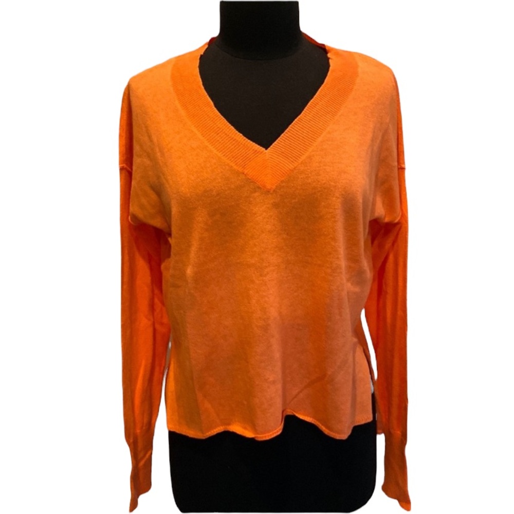 NSF Cotton Silk Cashmere Keva Sweater Lightweight Knit V-Neck